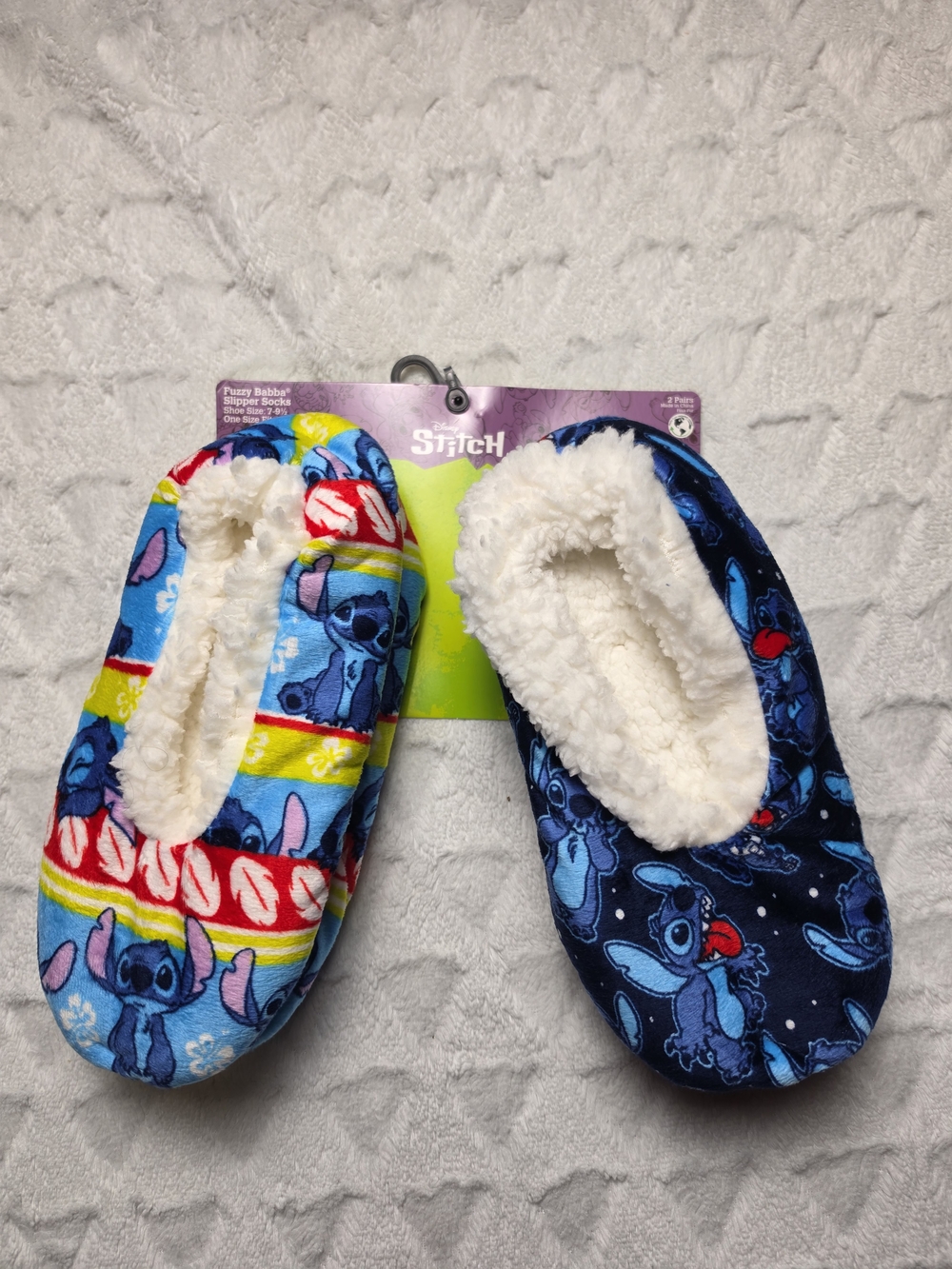Disney Stitch Fuzzy Slip-On Slippers - Light Blue & Navy